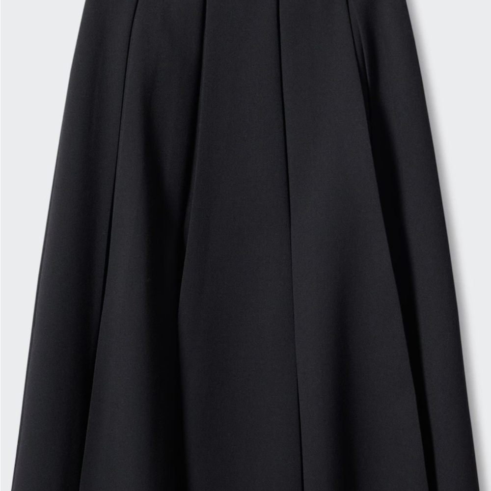 Mango Black Pleated Midi Skirt for Work